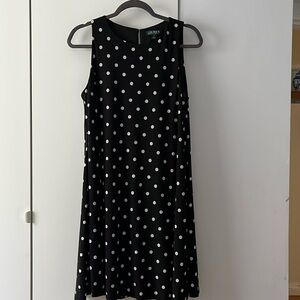 LAURENT Ralph Laurent Black and White Polka Dot Dress.